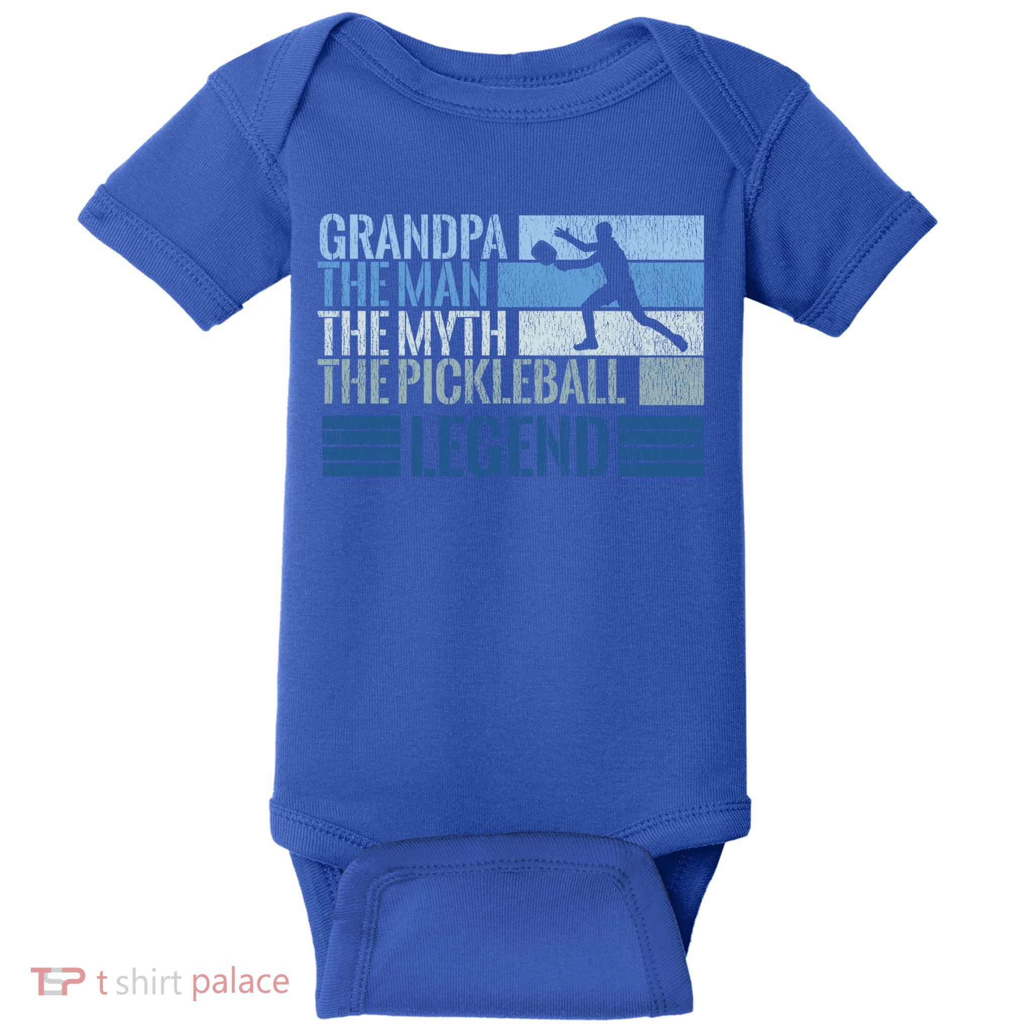 Grandpa Myth Pickleball Legend Vintage Blue Graphic Funny Gift Baby Bodysuit