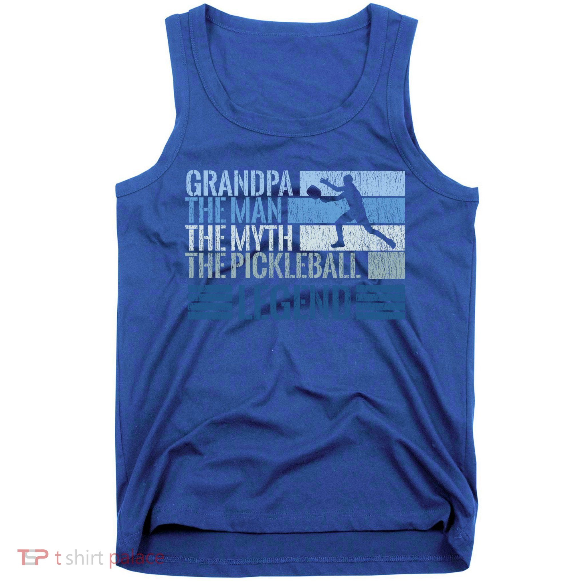 Grandpa Myth Pickleball Legend Vintage Blue Graphic Funny Gift Tank Top