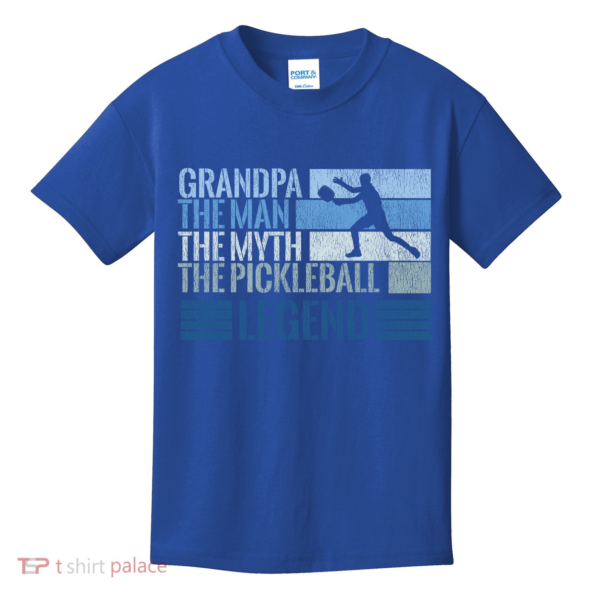 Grandpa Myth Pickleball Legend Vintage Blue Graphic Funny Gift Kids T-Shirt
