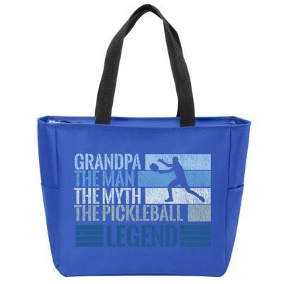 Grandpa Myth Pickleball Legend Vintage Blue Graphic Funny Gift Zip Tote Bag