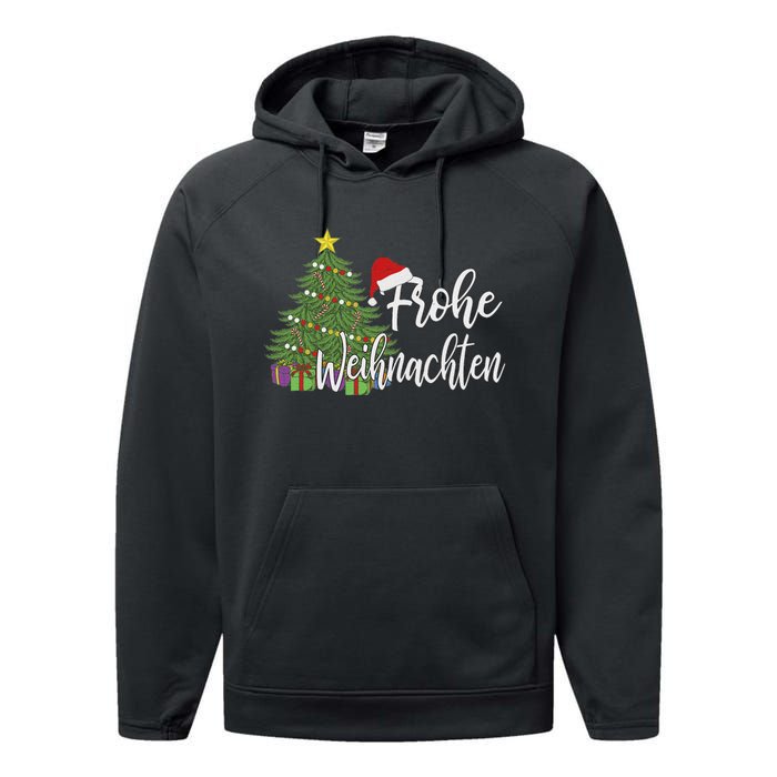 German Matching Present Merry Christmas Frohe Weihnachten Performance Fleece Hoodie