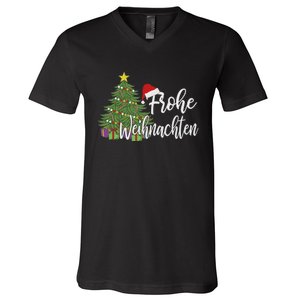 German Matching Present Merry Christmas Frohe Weihnachten V-Neck T-Shirt