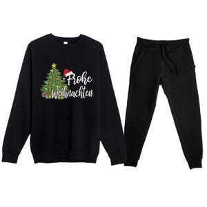 German Matching Present Merry Christmas Frohe Weihnachten Premium Crewneck Sweatsuit Set