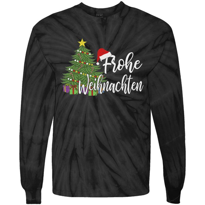 German Matching Present Merry Christmas Frohe Weihnachten Tie-Dye Long Sleeve Shirt