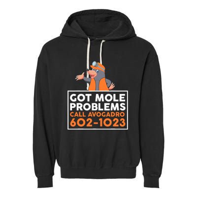 Got Mole Problem Call Avogadro Funny Mole Garment-Dyed Fleece Hoodie