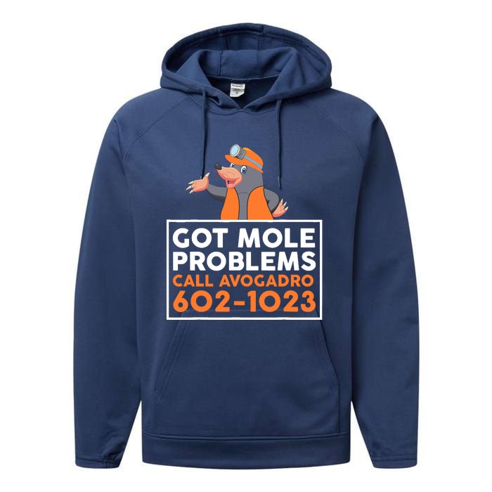 Got Mole Problem Call Avogadro Funny Mole Performance Fleece Hoodie