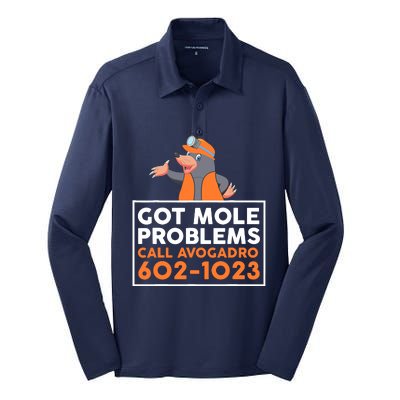 Got Mole Problem Call Avogadro Funny Mole Silk Touch Performance Long Sleeve Polo