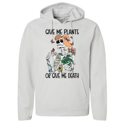 Give Me Plants Or Give Me Death Funny Halloween Skeleton Performance Fleece Hoodie