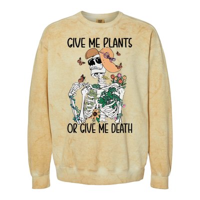 Give Me Plants Or Give Me Death Funny Halloween Skeleton Colorblast Crewneck Sweatshirt