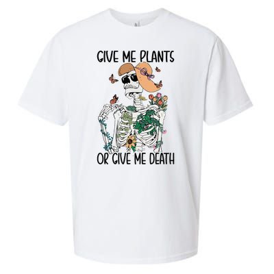 Give Me Plants Or Give Me Death Funny Halloween Skeleton Sueded Cloud Jersey T-Shirt