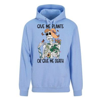 Give Me Plants Or Give Me Death Funny Halloween Skeleton Unisex Surf Hoodie