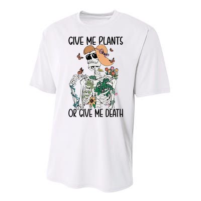 Give Me Plants Or Give Me Death Funny Halloween Skeleton Performance Sprint T-Shirt