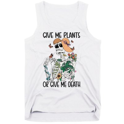 Give Me Plants Or Give Me Death Funny Halloween Skeleton Tank Top