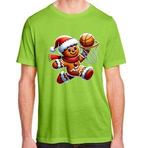 Gingerbread Man Playing Basketball Christmas Xmas Adult ChromaSoft Performance T-Shirt