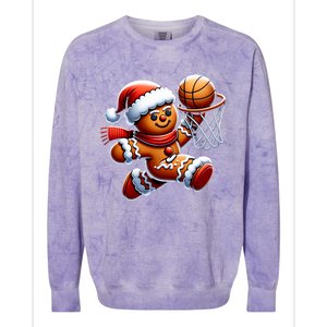 Gingerbread Man Playing Basketball Christmas Xmas Colorblast Crewneck Sweatshirt