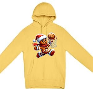 Gingerbread Man Playing Basketball Christmas Xmas Premium Pullover Hoodie