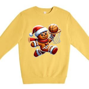 Gingerbread Man Playing Basketball Christmas Xmas Premium Crewneck Sweatshirt