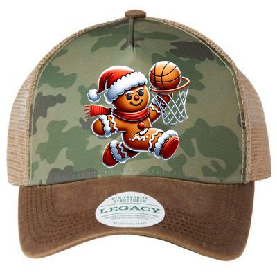 Gingerbread Man Playing Basketball Christmas Xmas Legacy Tie Dye Trucker Hat