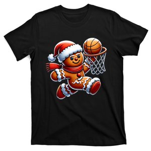 Gingerbread Man Playing Basketball Christmas Xmas T-Shirt