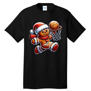 Gingerbread Man Playing Basketball Christmas Xmas Tall T-Shirt