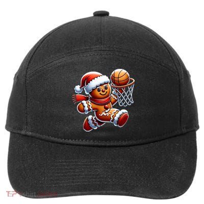 Gingerbread Man Playing Basketball Christmas Xmas 7-Panel Snapback Hat