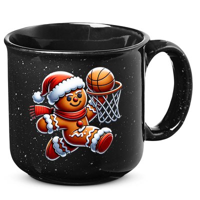 Gingerbread Man Playing Basketball Christmas Xmas 15oz Campfire Ceramic Mug