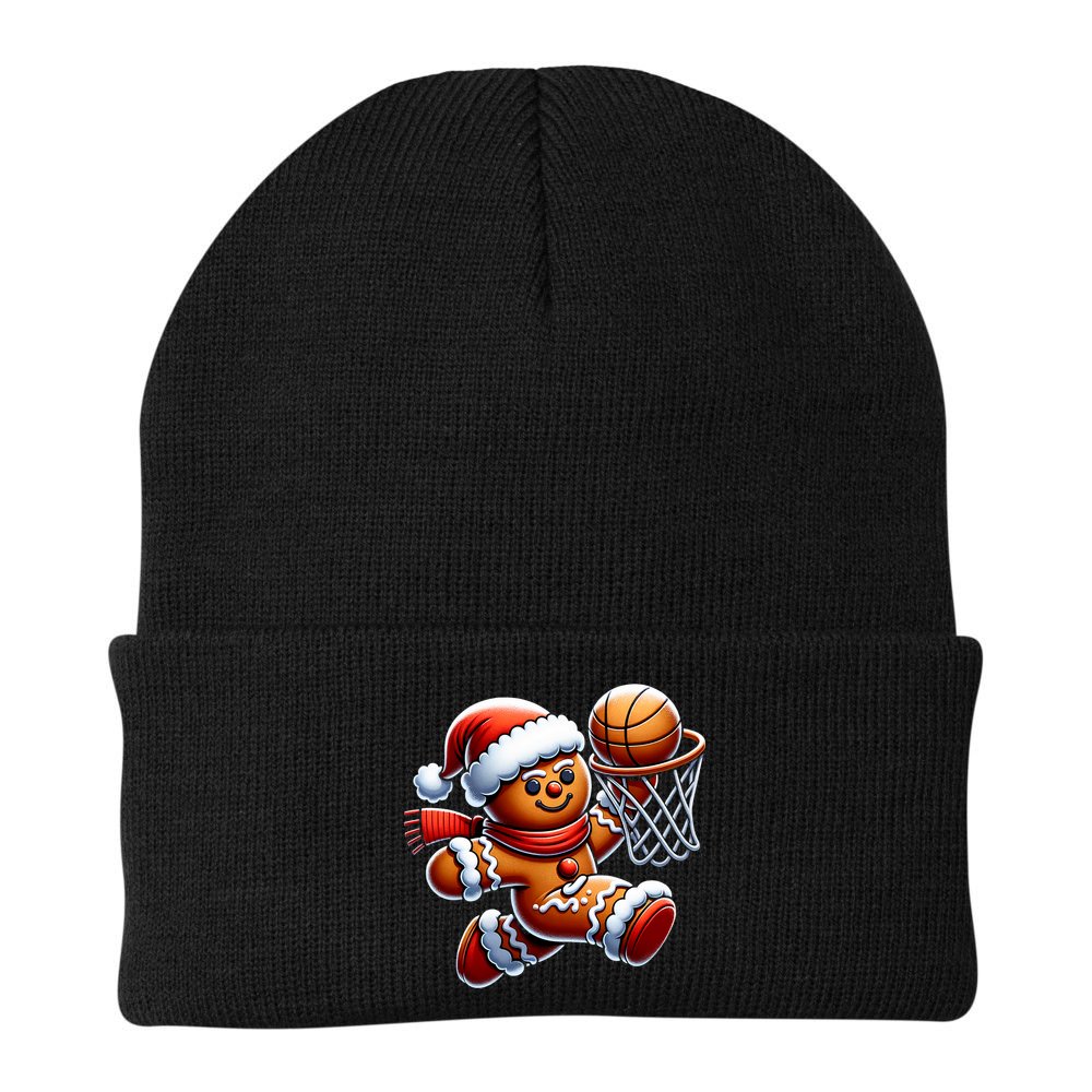 Gingerbread Man Playing Basketball Christmas Xmas Beanie