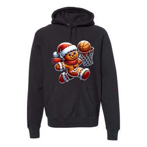 Gingerbread Man Playing Basketball Christmas Xmas Premium Hoodie