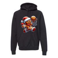 Gingerbread Man Playing Basketball Christmas Xmas Premium Hoodie