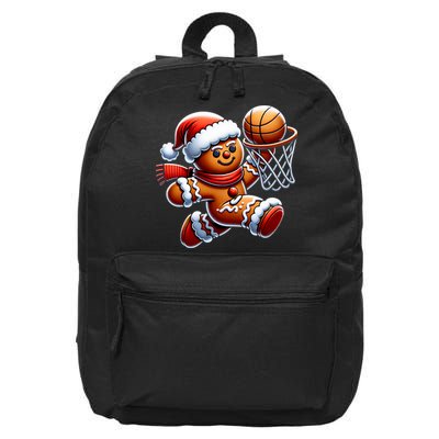 Gingerbread Man Playing Basketball Christmas Xmas 16 in Basic Backpack