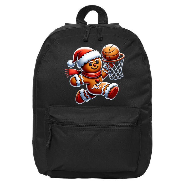 Gingerbread Man Playing Basketball Christmas Xmas 16 in Basic Backpack