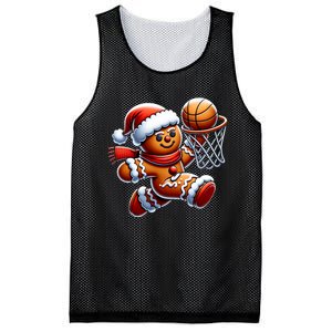 Gingerbread Man Playing Basketball Christmas Xmas Mesh Reversible Basketball Jersey Tank