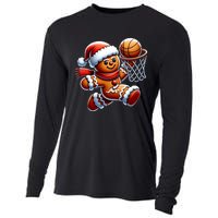 Gingerbread Man Playing Basketball Christmas Xmas Cooling Performance Long Sleeve Crew