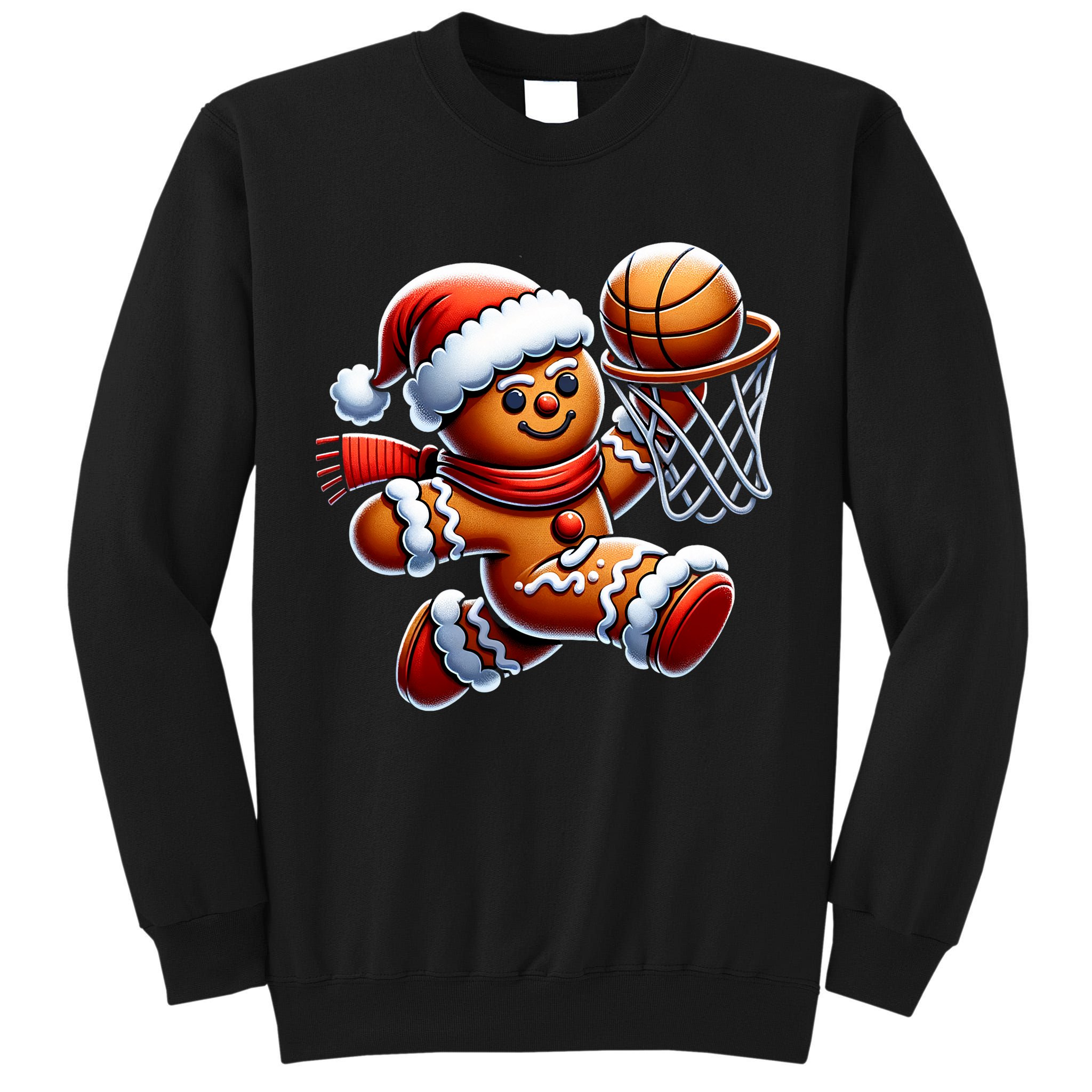 Gingerbread Man Playing Basketball Christmas Xmas Tall Sweatshirt