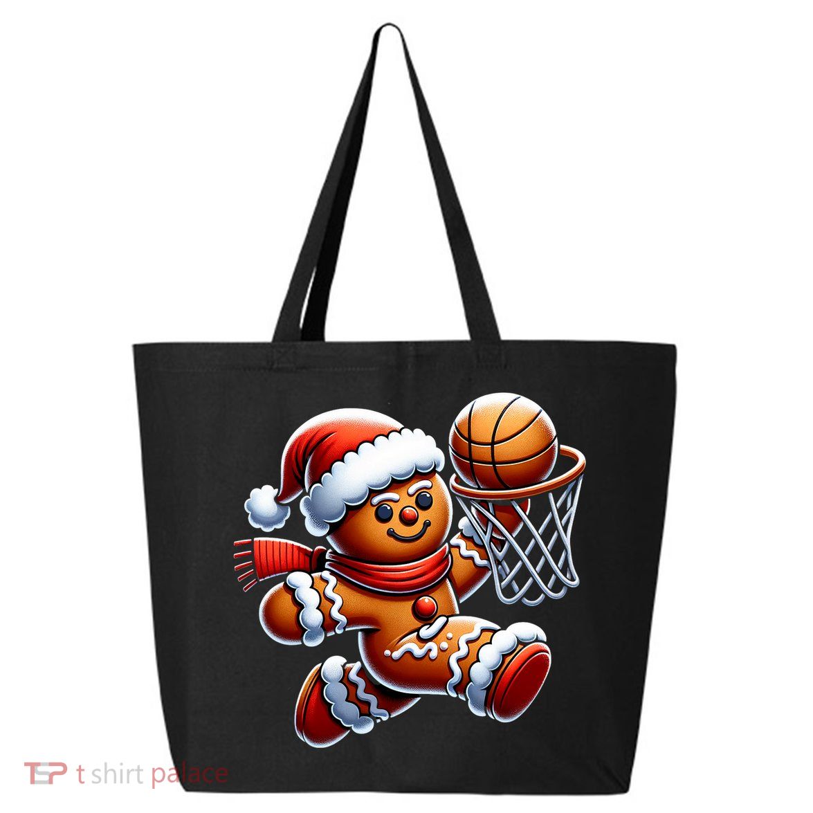 Gingerbread Man Playing Basketball Christmas Xmas 25L Jumbo Tote