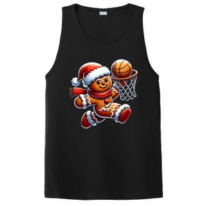 Gingerbread Man Playing Basketball Christmas Xmas PosiCharge Competitor Tank