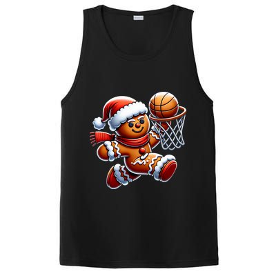 Gingerbread Man Playing Basketball Christmas Xmas PosiCharge Competitor Tank