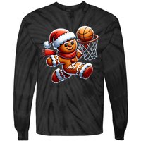 Gingerbread Man Playing Basketball Christmas Xmas Tie-Dye Long Sleeve Shirt