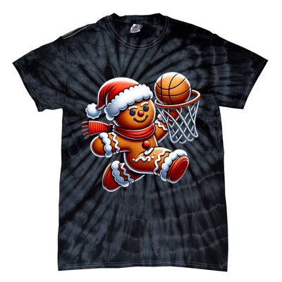Gingerbread Man Playing Basketball Christmas Xmas Tie-Dye T-Shirt