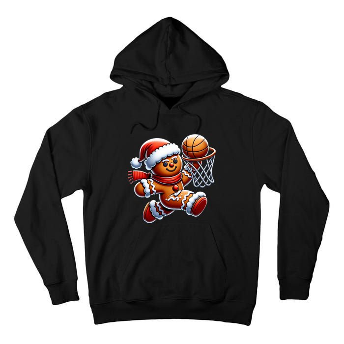 Gingerbread Man Playing Basketball Christmas Xmas Tall Hoodie