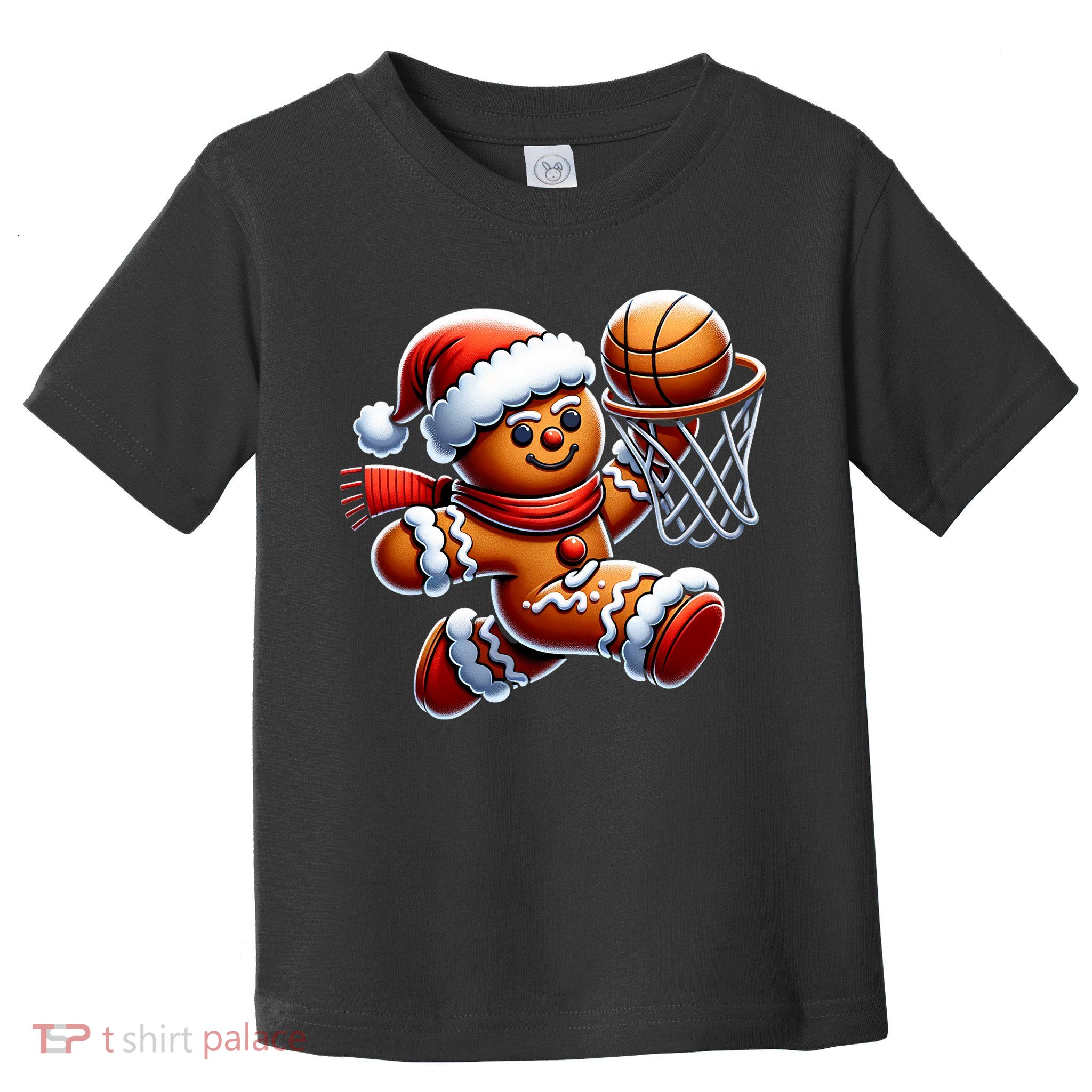 Gingerbread Man Playing Basketball Christmas Xmas Toddler T-Shirt