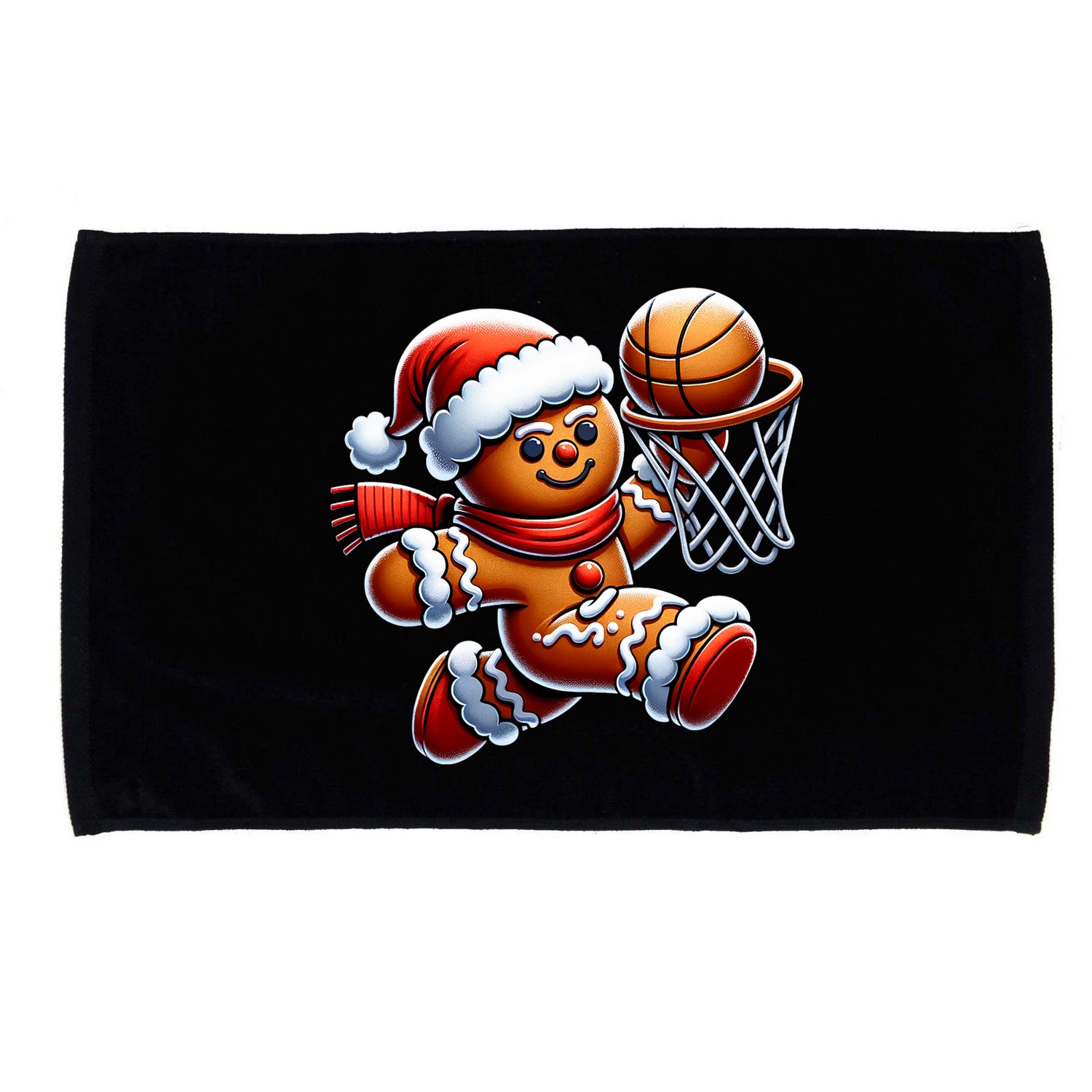 Gingerbread Man Playing Basketball Christmas Xmas Microfiber Hand Towel
