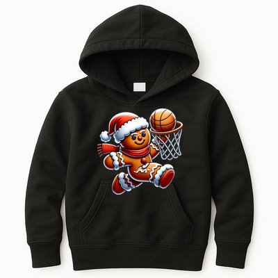 Gingerbread Man Playing Basketball Christmas Xmas Kids Hoodie