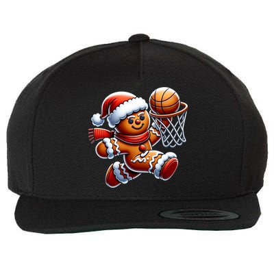 Gingerbread Man Playing Basketball Christmas Xmas Wool Snapback Cap