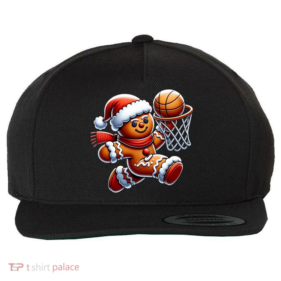 Gingerbread Man Playing Basketball Christmas Xmas Wool Snapback Cap