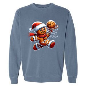 Gingerbread Man Playing Basketball Christmas Xmas Garment-Dyed Sweatshirt