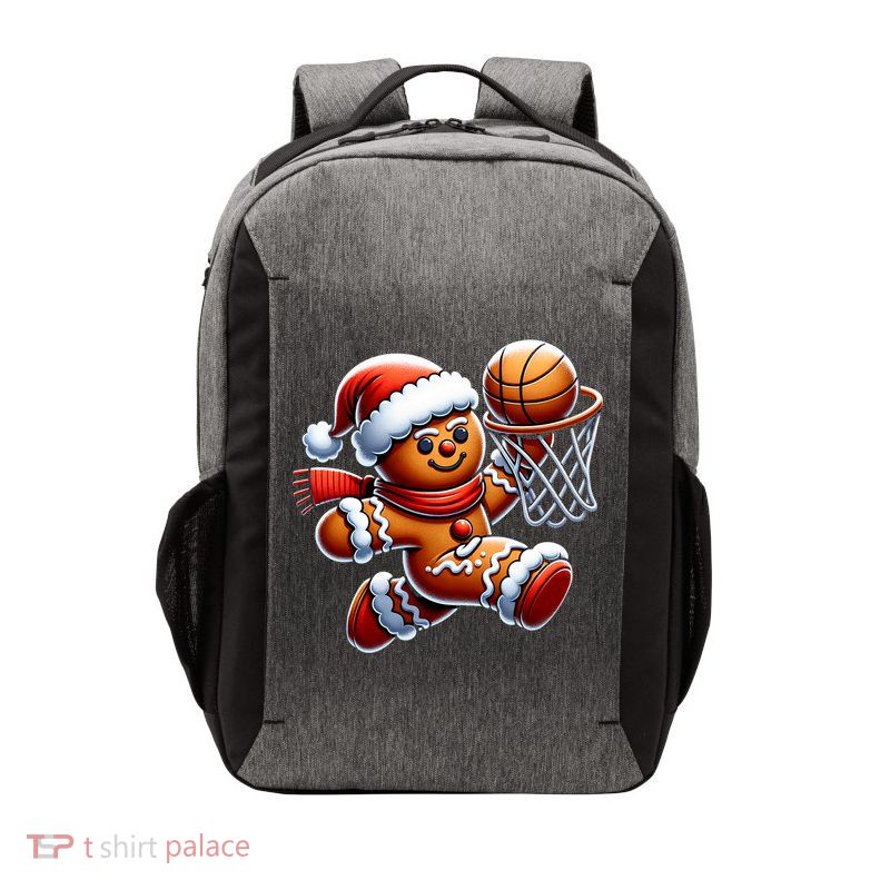 Gingerbread Man Playing Basketball Christmas Xmas Vector Backpack