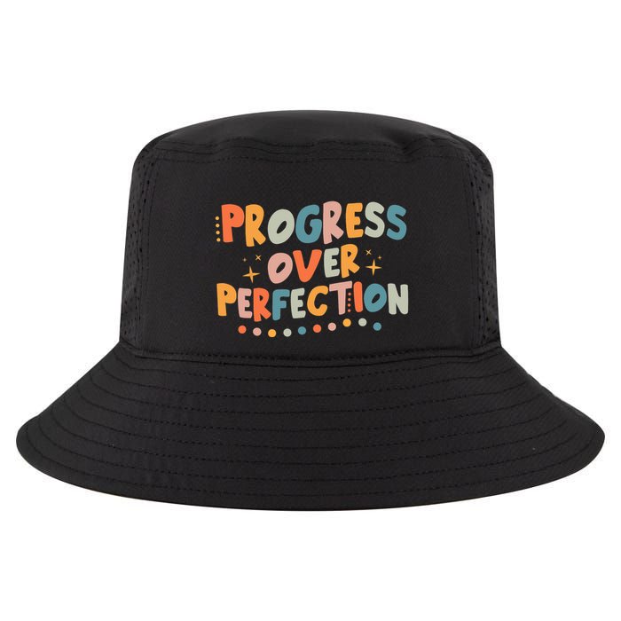 Growth Mindset Progress Over Perfection Back To School Retro Cool Comfort Performance Bucket Hat