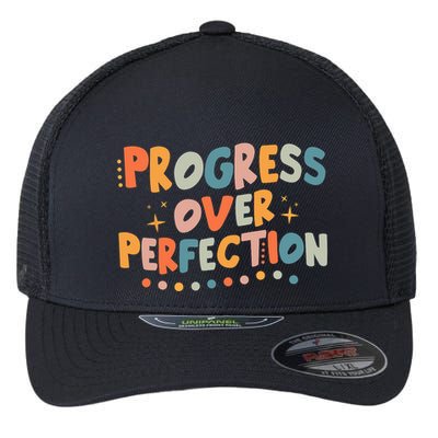 Growth Mindset Progress Over Perfection Back To School Retro Flexfit Unipanel Trucker Cap