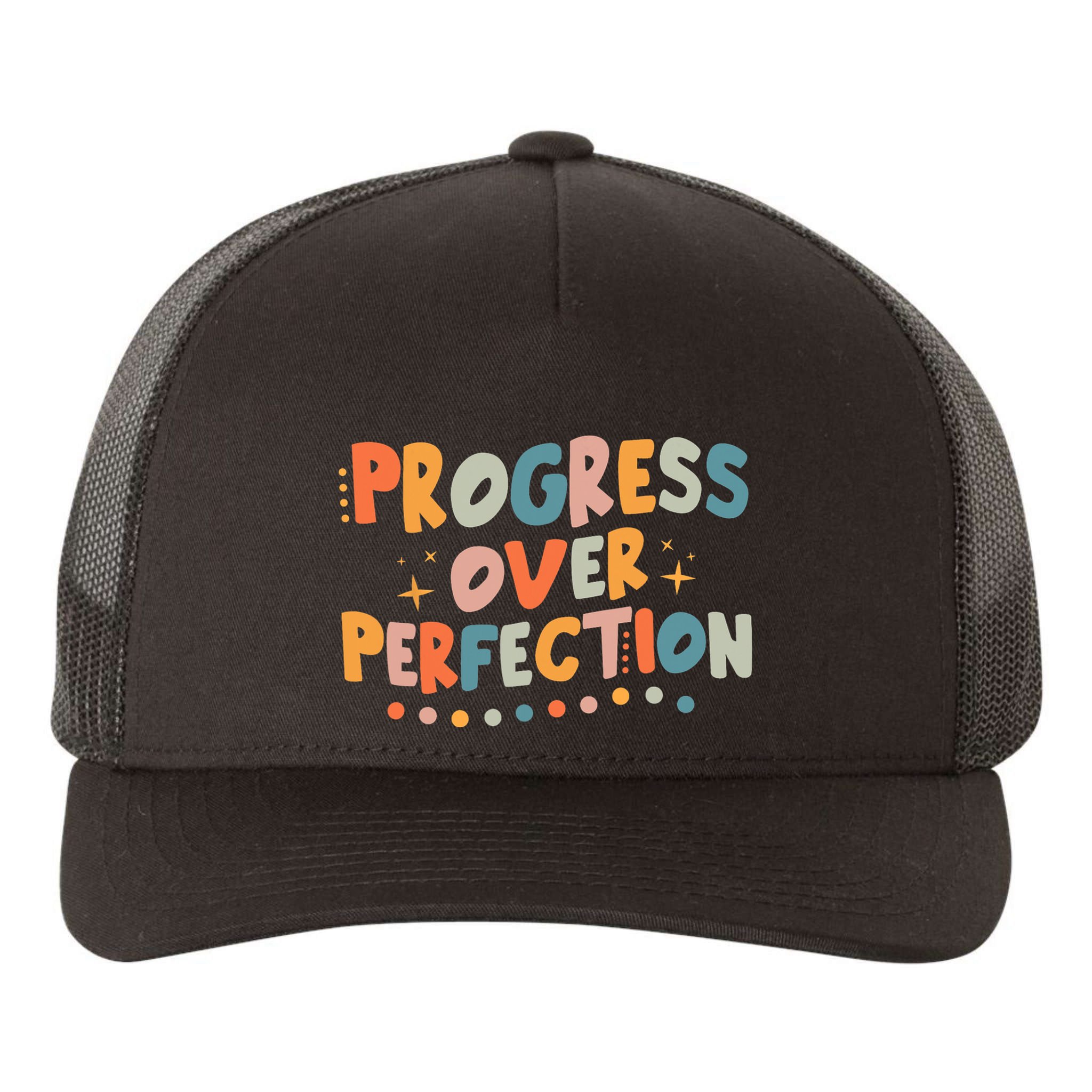 Growth Mindset Progress Over Perfection Back To School Retro Yupoong Adult 5-Panel Trucker Hat
